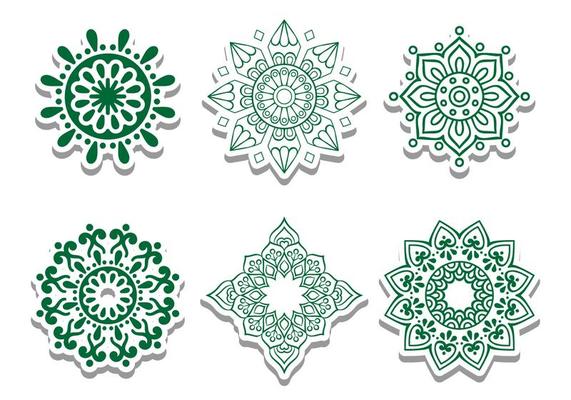 Green Arabian Circle Vector Ornaments 