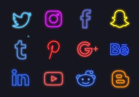 Libre de neón Logos Medios Sociales vector