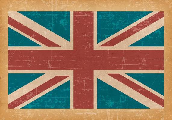 United Kingdom Flag on Old Grunge Background