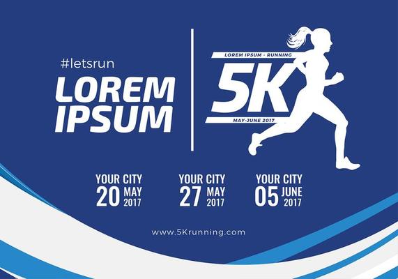 Blue 5K Running Template Vector