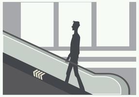 Silhouette of A Young Man on The Escalator Vector