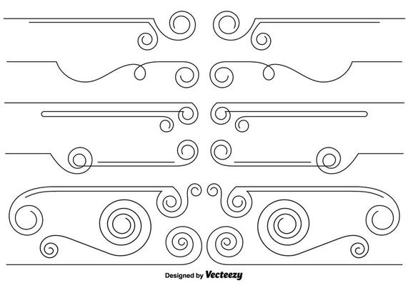 Vector Set Of Curly Dividers