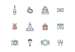 Simple Outlined Wedding Icons vector