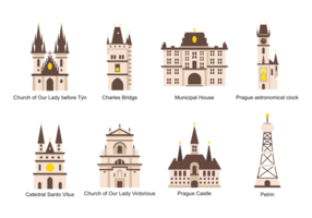 Praga iconos vectoriales vector