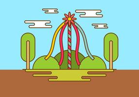 Maypole In Spring Time Vector Background 