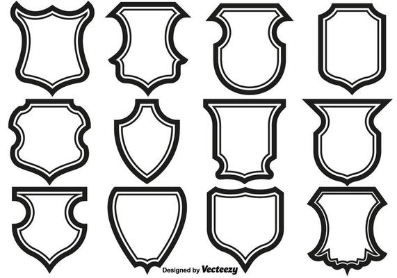 Shield Frames Icons Vector Set.