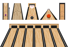 Bowling plana carril Vector Con Vista en perspectiva