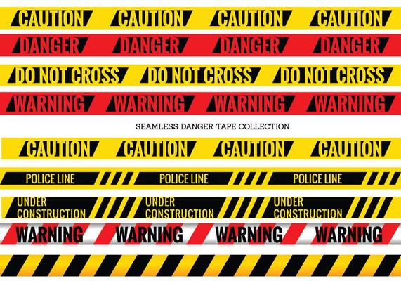 Vector Set of Seamless Danger and Caution Tapes