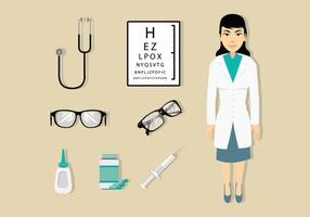 Oculista y iconos médicos vector