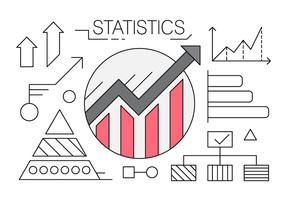 Linear Icons with Charts and Statistics vector