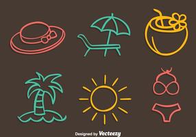 Beach Element Colored Line Vector