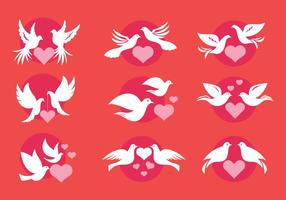 Dove or Paloma Love Symbols of Minimalist Style Vectors