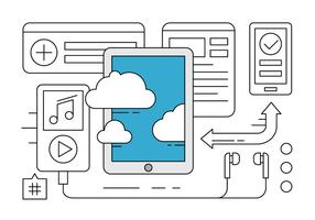Aplicaciones gratuitas Tablet vectorial y servicios en la nube vector