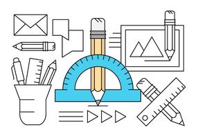 Linear Drawing Equipment Icons vector