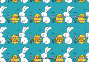 Doodle Easter Bunny And Egg Pattern vector