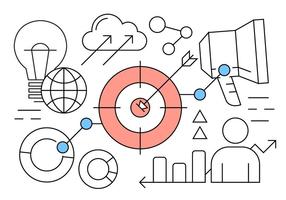 Lineal inicio de negocios vector de los elementos