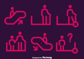 Pink Escalator Element Icons Vector