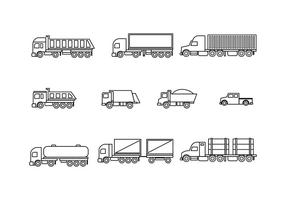 Vector libre iconos línea camiones