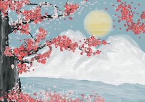 Sakura In Watercolor Illustration vector