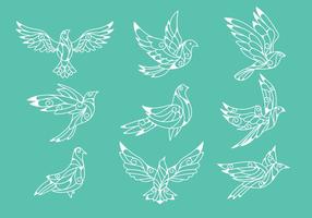 Dove or Paloma Peace Symbols Paper Cut Style Vectors