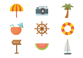 Playa Flat Icons Vector