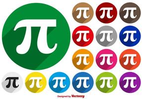 Colección colorida botones de los vectores del símbolo del pi