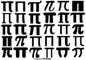 Conjunto de iconos del símbolo del pi del vector