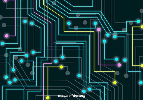 Neon Vector Technologic Circuits Board