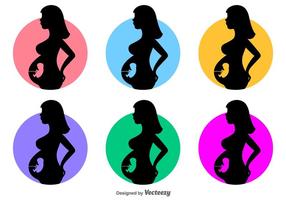 Vector Pregnant Mom Silhouette Set