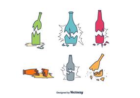 Broken Bottle Vector Set