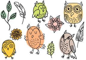 Hand Drawn Nature and Owl Vectors