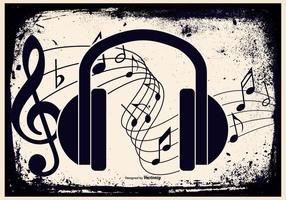 Grunge Music Headphone Illustration vector