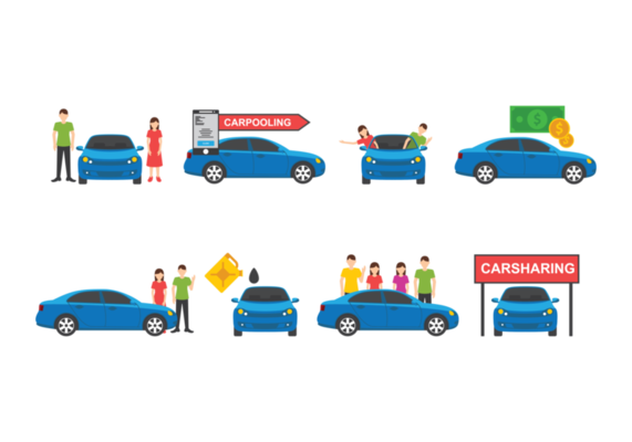 Carpool Icons Vector