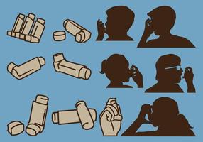 Person Holding Inhaler And Isolated Inhaler vector