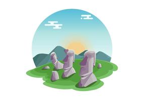 Statues Of Easter Island Vector 