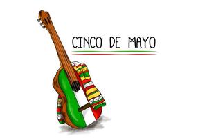 Colorful Mariachi Guitar With Flat Mexican Color vector