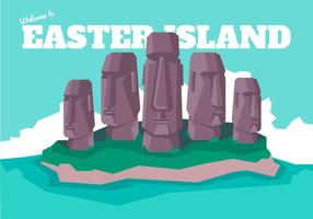 Easter Island Poscard Vector Illustration 