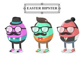 Hipster, pascua, huevo, vector, carácter