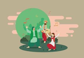 Free Male And Female Bhangra Dancers Illustration  vector