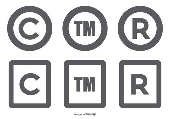 Vector icon Registered Sign. Set of registered sign icon on  white-grey-black color. Stock Vector