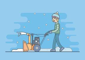 Boy With A Snow Blower Illustration vector