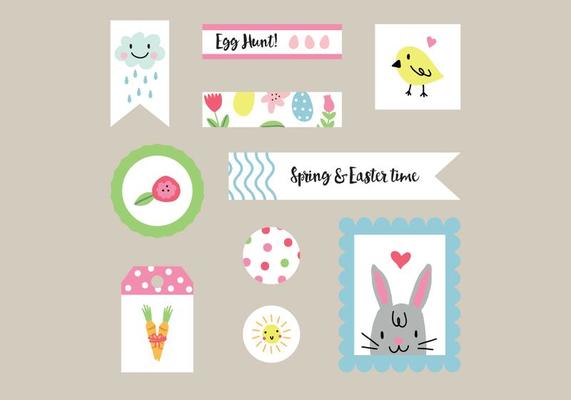 Colorful Easter Tags Vectors