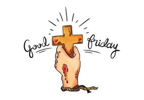 Good Friday Cross & Pierced Hand Illustration vector