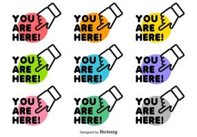 You Are Here Icon Set Vector