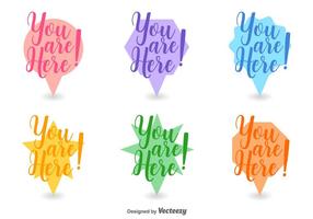 Abstract You Are Here Icon Set Vector