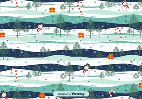 Snowy Landscape Christmas Vector Pattern
