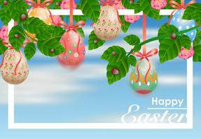 Decorative Easter Egg Hanging from Ribbons Vector 