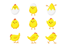 Easter Chick Cute Icons vector