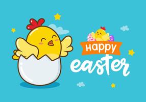 Happy Easter Chick Vector Background 