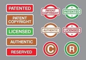 Derechos de autor y sello Patente paquete de vectores